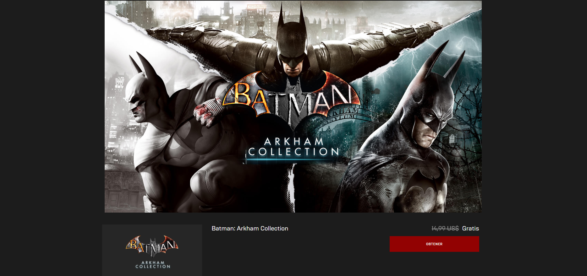 Siguen los festejos para los fans de Batman: Epic Store regala las trilogías Arkham y Lego