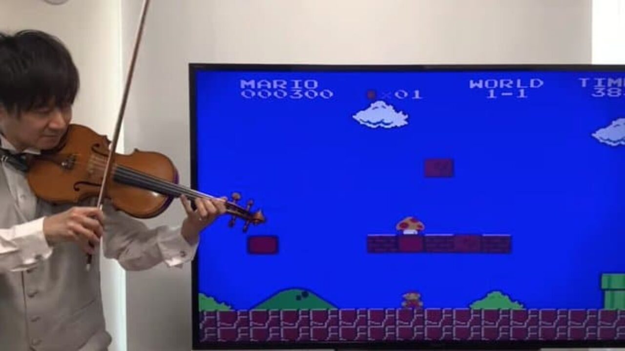 Teppei Okada recreó con su violín los efectos de sonidos del clásico Super Mario Bros