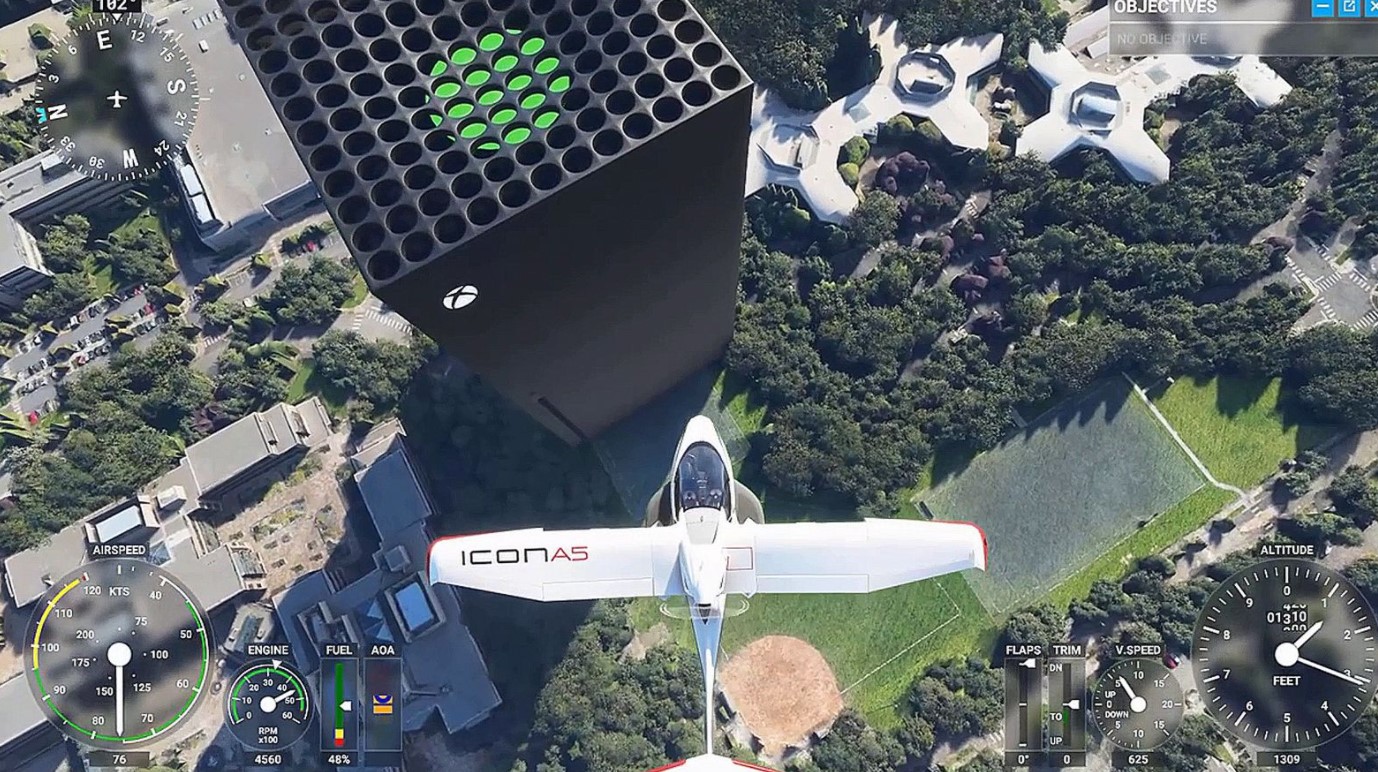 Descubren una Xbox Series X en el mundo de Microsoft Flight Simulator